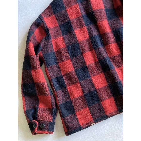 Vintage 1950’s Black Red Buffalo Plaid Wool Mackinaw Field Coat Jacket Men’s M - Picture 6 of 10
